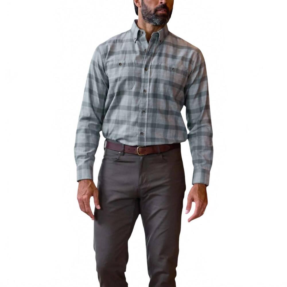 NEW TOM BECKBE dixon brushed cotton shirt in marled green